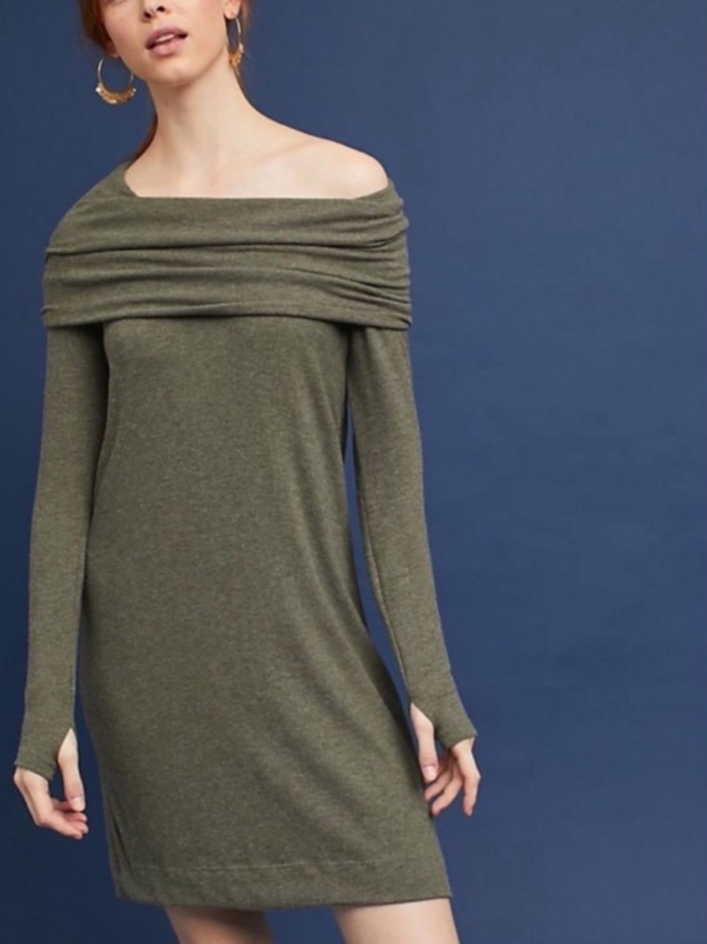 Anthropologie Michael Stars NEW Olive Cowl Neck Tunic Sweater Dress Women Large